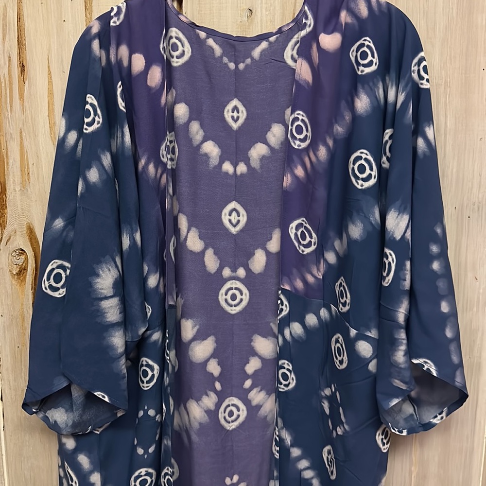 NWT Boutique Indigo Blue Moon Tie Dye Kimono - Picture 7 of 15